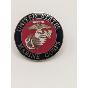USMC U.S. Marine Corp "USMC EGA" Logo 7/8" diameter Red/Black Enamel Lapel Pin